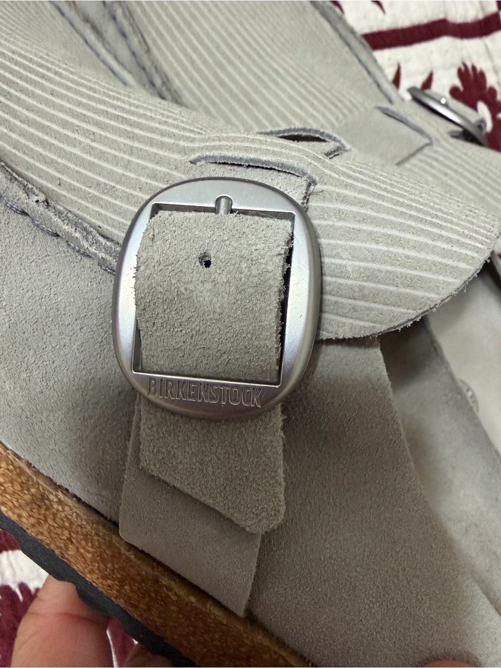 Birkenstock Womens Buckley Light Gray Suede Corduroy Buckle Mule Clogs Sz 42 - Picture 5 of 6